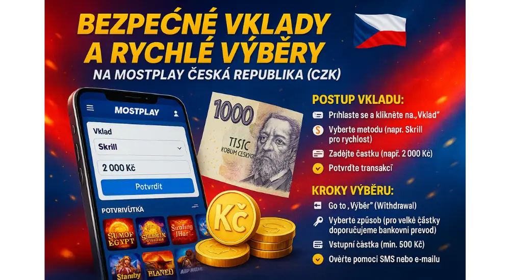 Bezpečné vklady a rychlé výběry na Mostplay Česká republika (CZK)